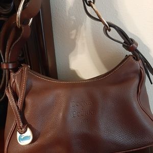 Dooney & Bourke Brown Leather Hobo Shoulder Bag.